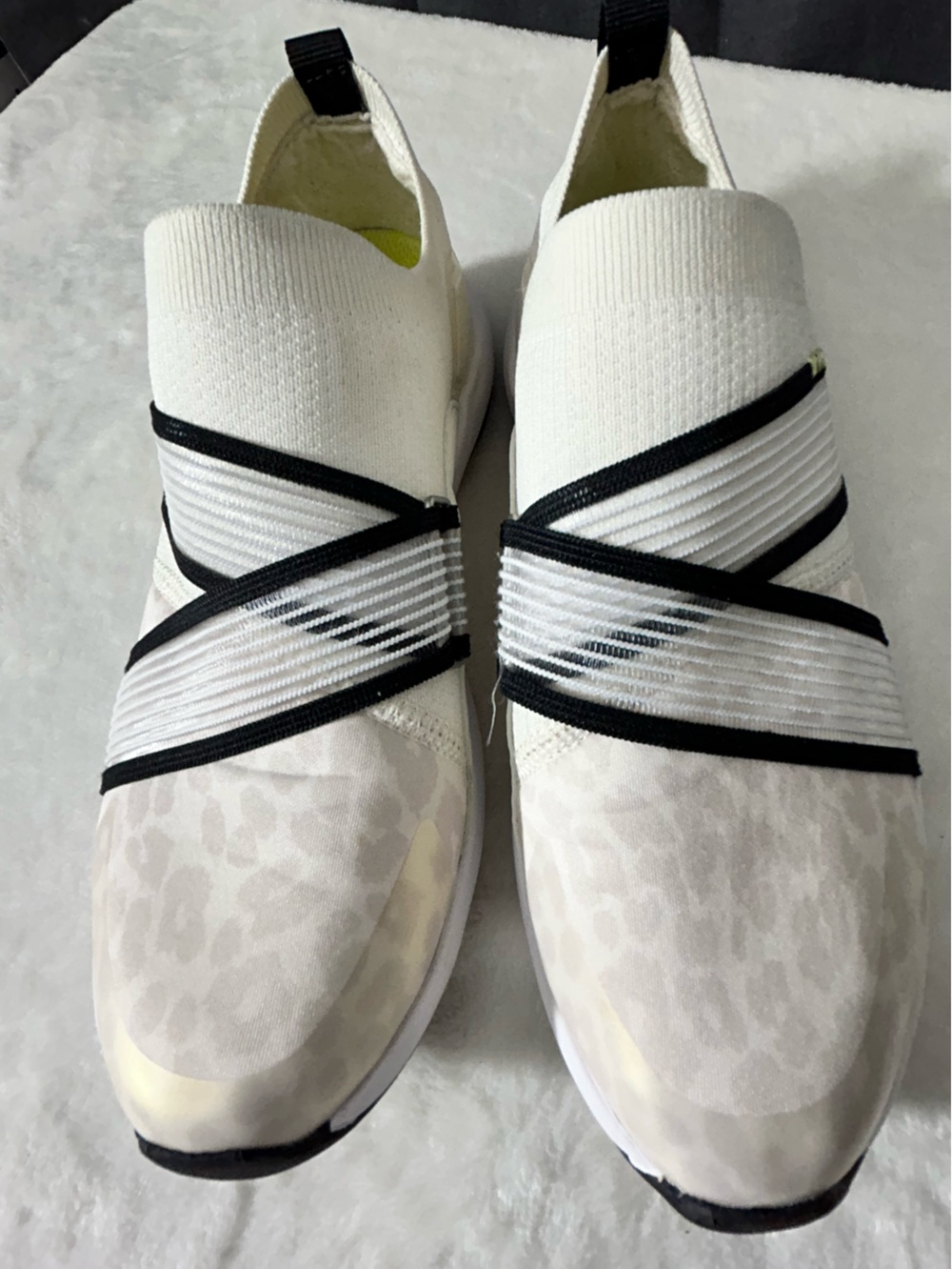 Ryka Empower White Knit Slip-On Sneakers Leopard Print Black Straps Size 7 - Picture 2 of 11